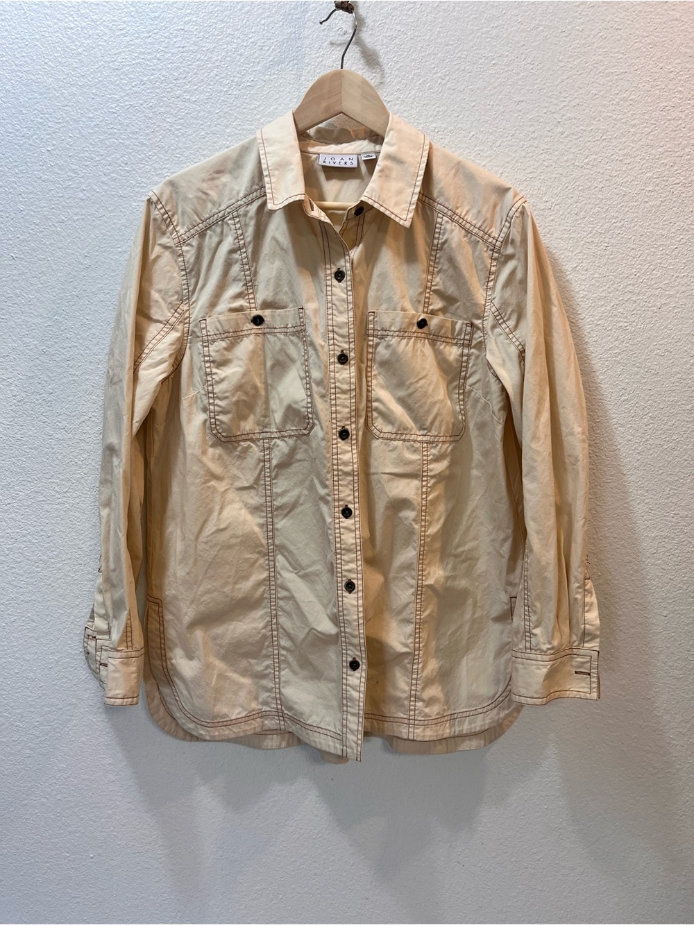 Joan Rivers Cream Button-Front Shirt Jacket
